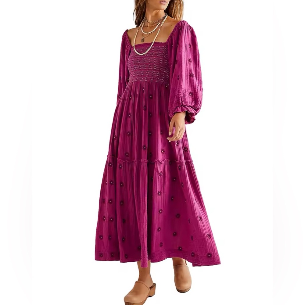 Magenta Maxi Boho Dress Women’s Large